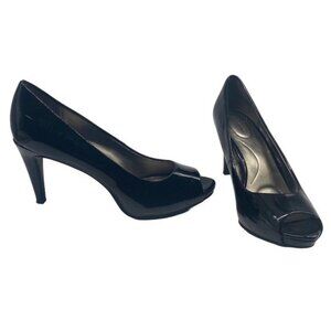 Bandolino Women’s‎ Peep Toe Heels Pumps Patent Leather Black Size 8.5 M